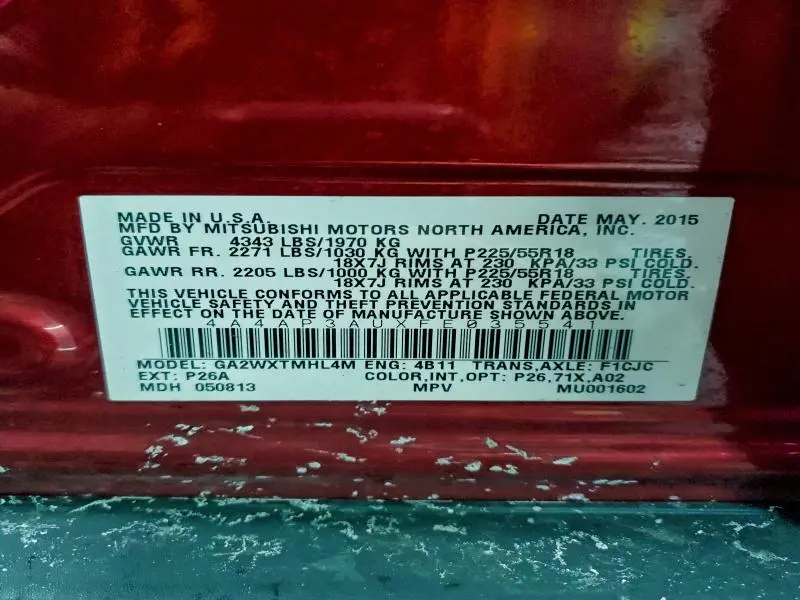 2015 MITSUBISHI OUTLANDER SPORT ES  