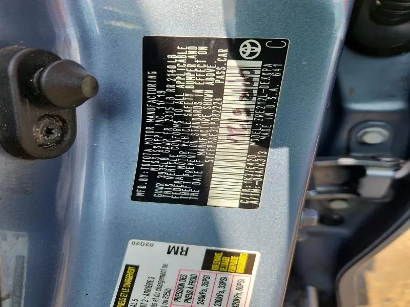 2020 TOYOTA COROLLA XLE  