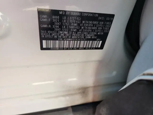 2019 SUBARU ASCENT LIMITED  