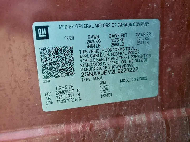 2020 CHEVROLET EQUINOX LT  