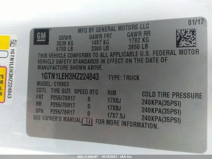 2017 GMC SIERRA 1500 