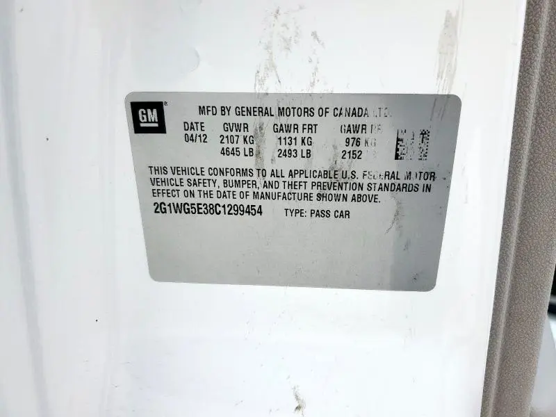 2012 CHEVROLET IMPALA LT  