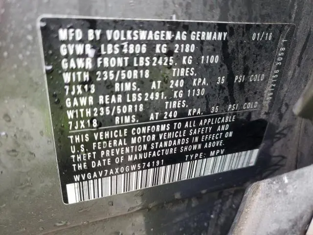 2016 VOLKSWAGEN TIGUAN S