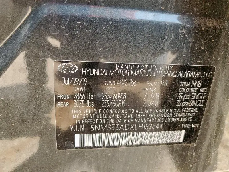 2020 HYUNDAI SANTA FE SEL  