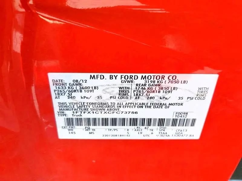 2012 FORD F150 SUPER CAB  