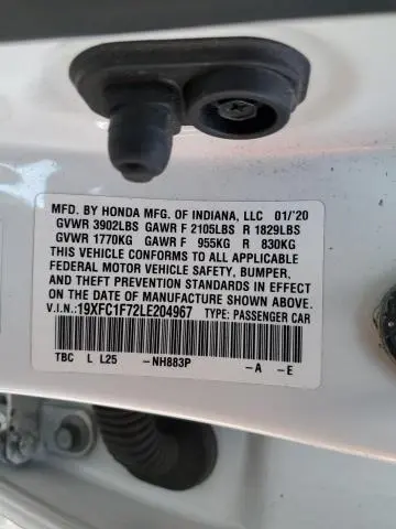 2020 HONDA CIVIC EXL  