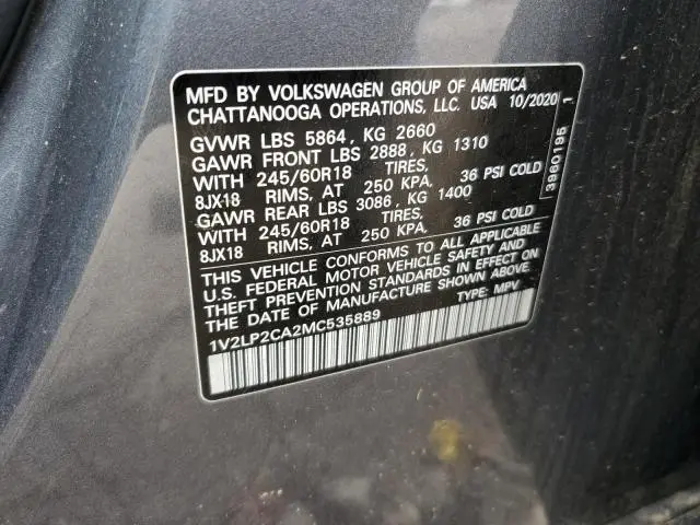 2021 VOLKSWAGEN ATLAS SE  