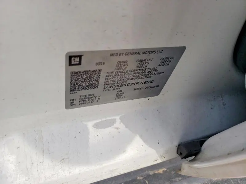 2019 CHEVROLET TAHOE K1500 LT  