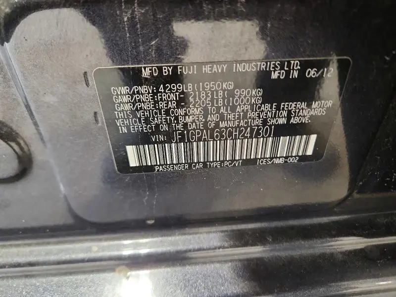 2012 SUBARU IMPREZA SPORT PREMIUM  