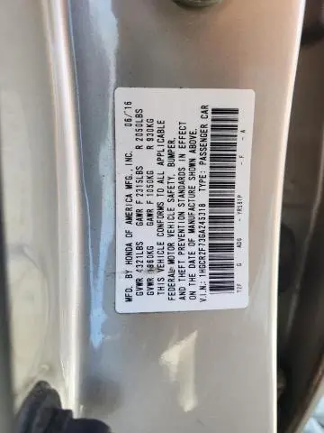 2016 HONDA ACCORD EX  