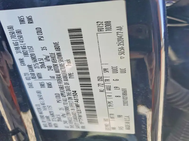 2021 FORD F150 SUPERCREW  