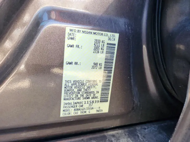 2015 NISSAN ALTIMA   