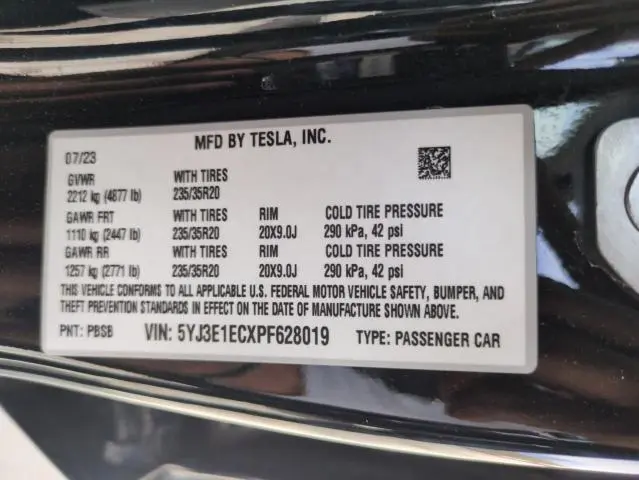 2023 TESLA MODEL 3 