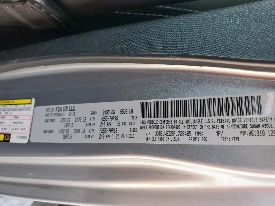 2015 JEEP WRANGLER UNLIMITED SAHARA  