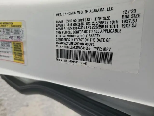 2021 HONDA ODYSSEY TOURING