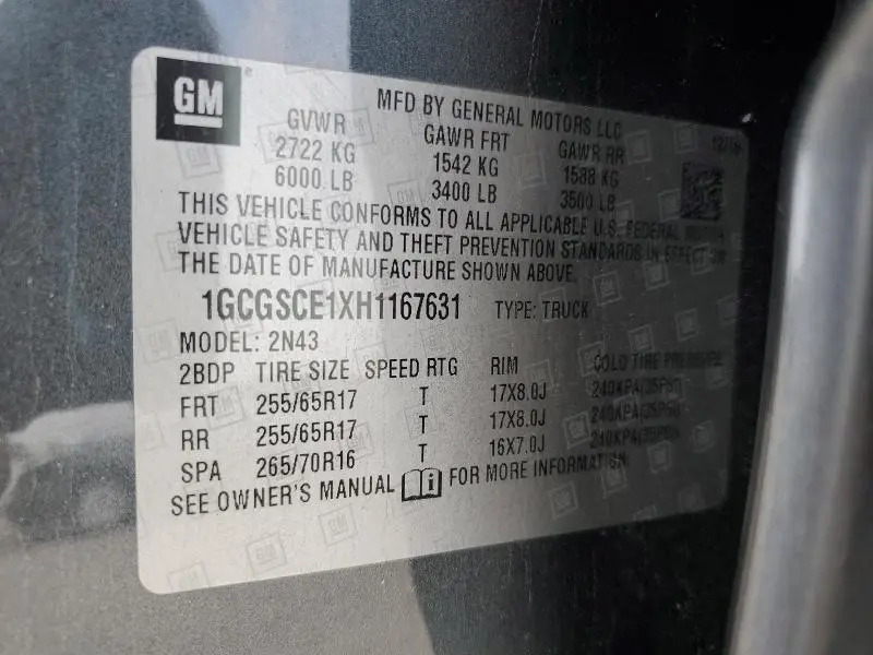 2017 CHEVROLET COLORADO LT  