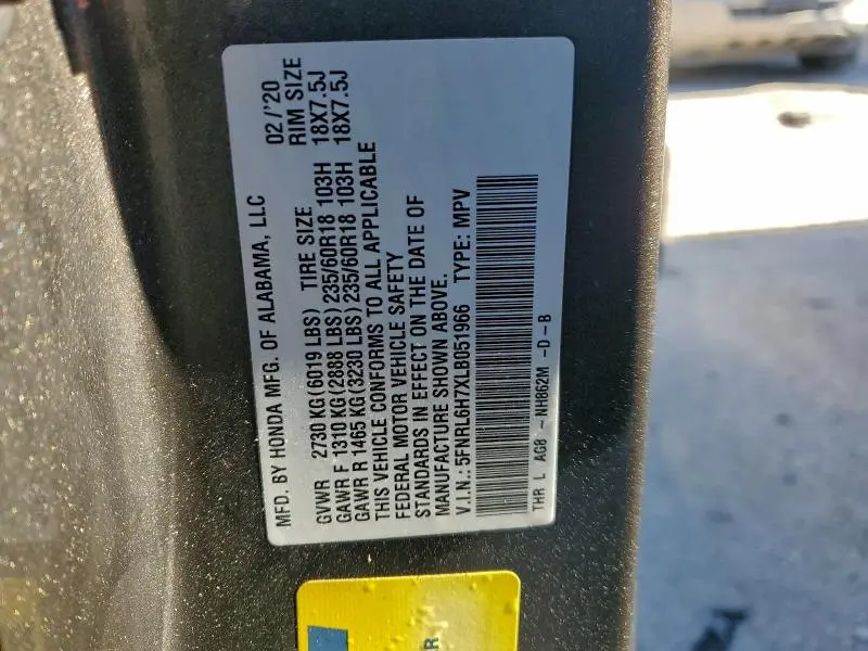 2020 HONDA ODYSSEY EXL  