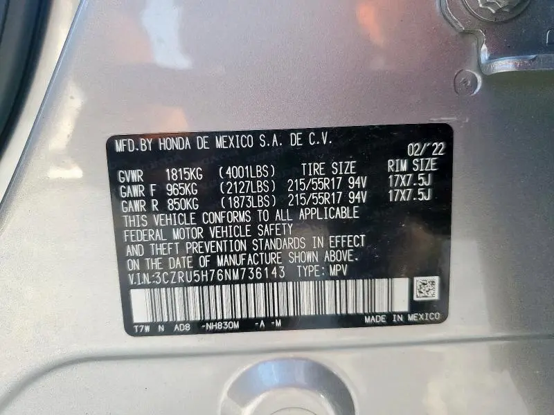 2022 HONDA HR-V EXL  