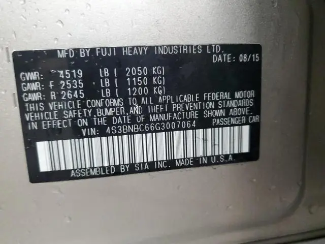 2016 SUBARU LEGACY 2.5I PREMIUM  