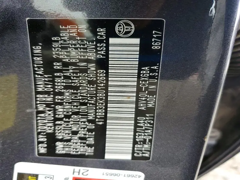 2011 TOYOTA CAMRY HYBRID  