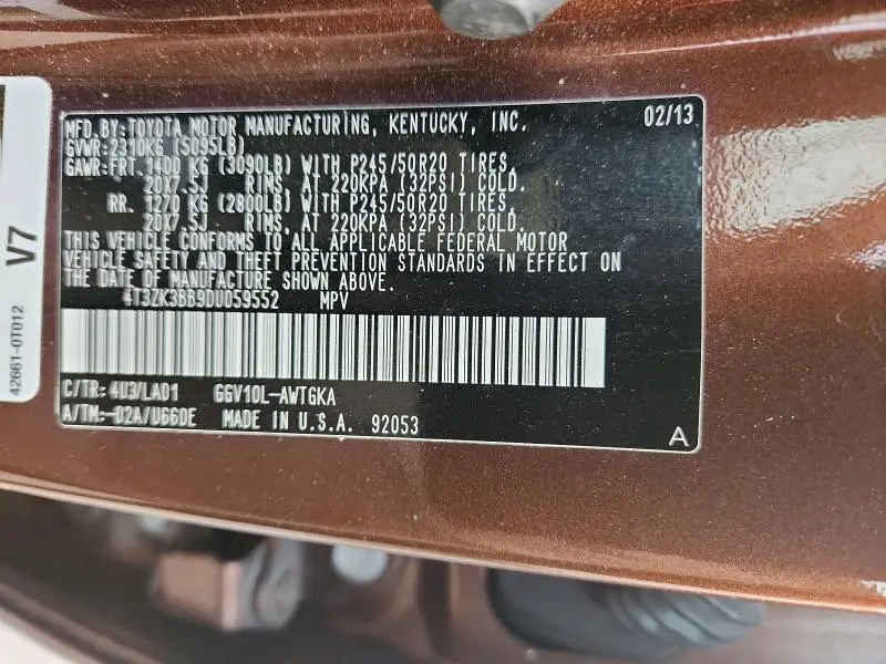 2013 TOYOTA VENZA XLE  