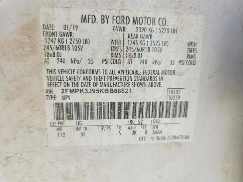 2019 FORD EDGE SEL  
