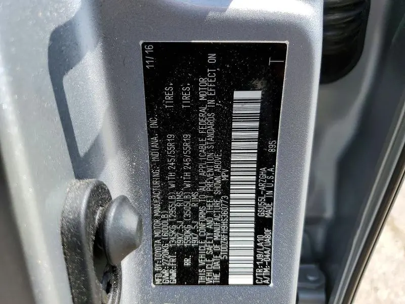 2017 TOYOTA HIGHLANDER LIMITED PLATINUM  