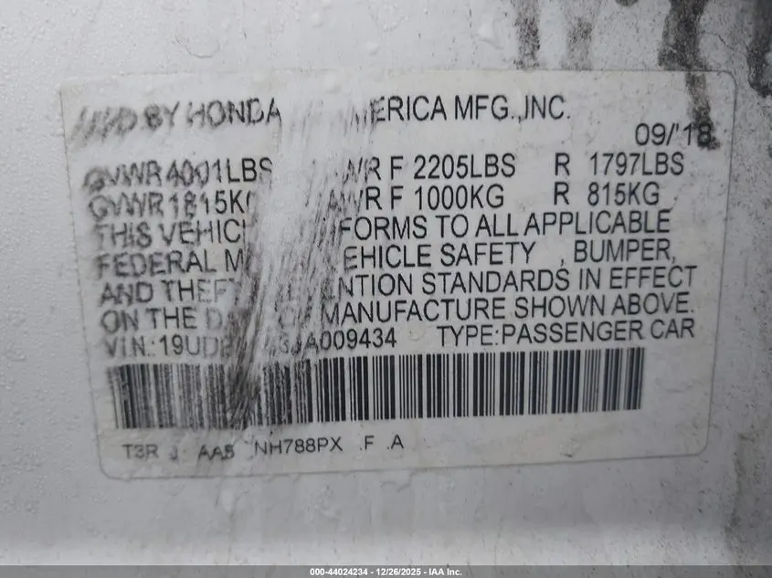 2018 ACURA ILX ACURAWATCH PLUS PACKAGE