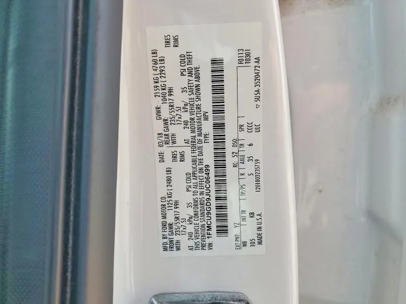 2018 FORD ESCAPE SE  