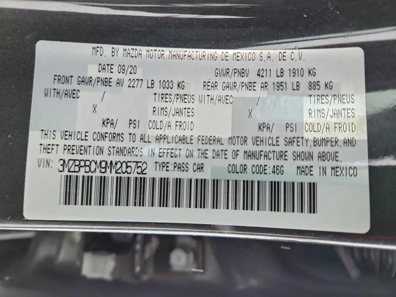 2021 MAZDA 3 PREFERRED  