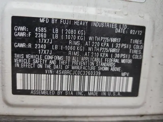 2012 SUBARU OUTBACK 2.5I LIMITED  