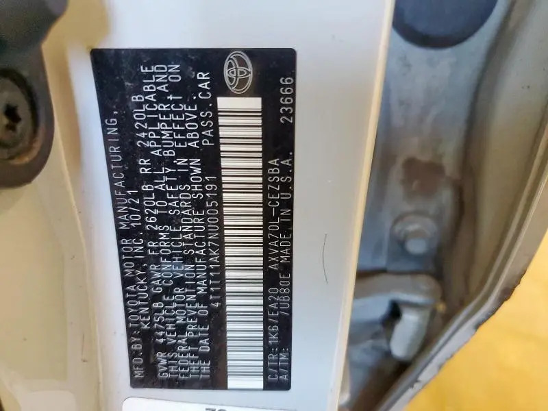 2022 TOYOTA CAMRY SE  