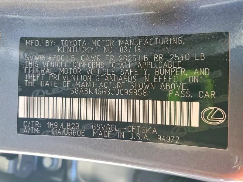 2018 LEXUS ES 350 BASE  