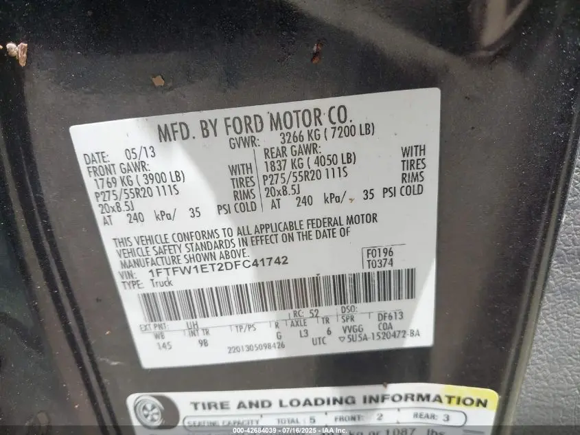 2013 FORD F-150 PLATINUM