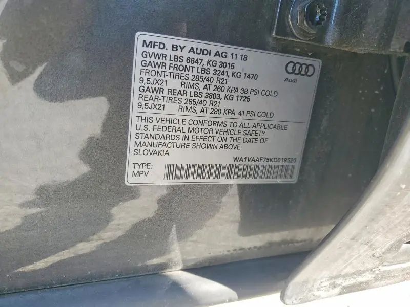 2019 AUDI Q7 PRESTIGE  