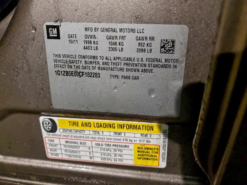 2012 CHEVROLET MALIBU LS  