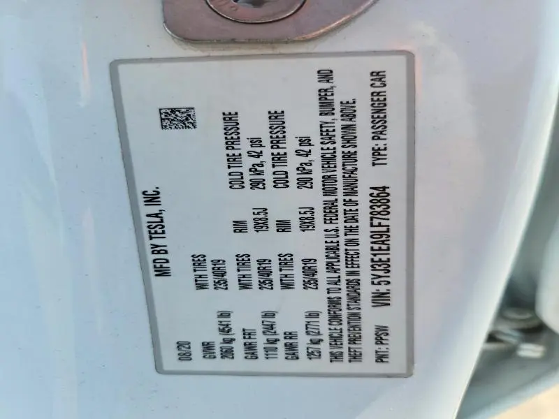 2020 TESLA MODEL 3   