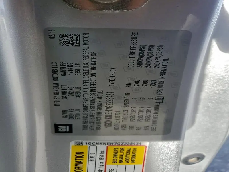 2016 CHEVROLET SILVERADO K1500  