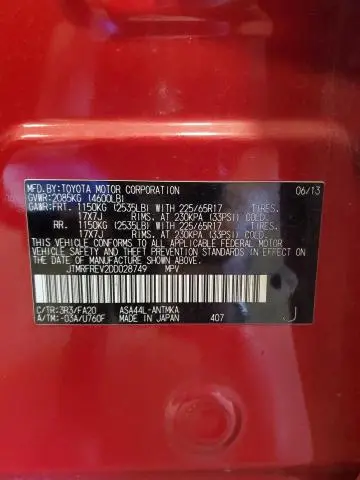 2013 TOYOTA RAV4 XLE  