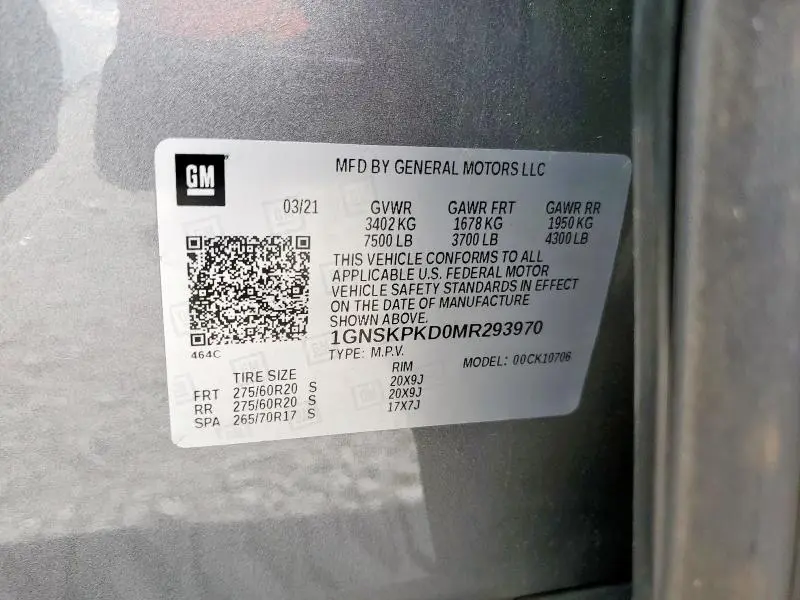 2021 CHEVROLET TAHOE K1500 Z71  