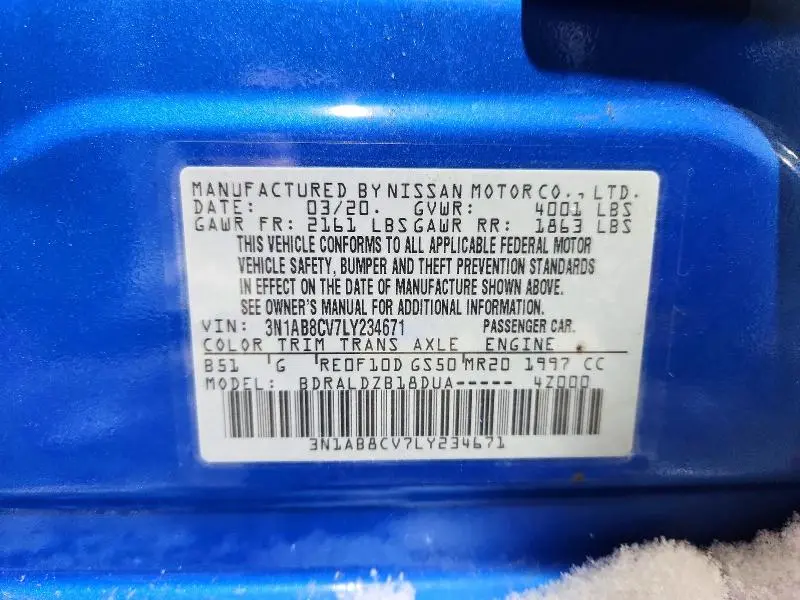 2020 NISSAN SENTRA SV  