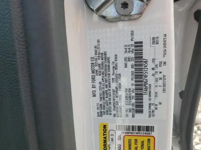 2015 FORD FUSION S  