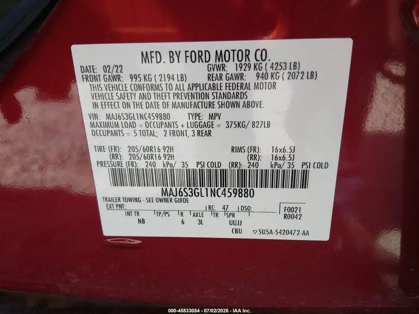 2022 FORD ECOSPORT SE