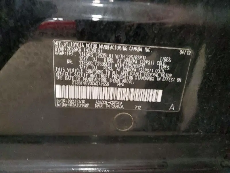 2012 TOYOTA RAV4 BASE  