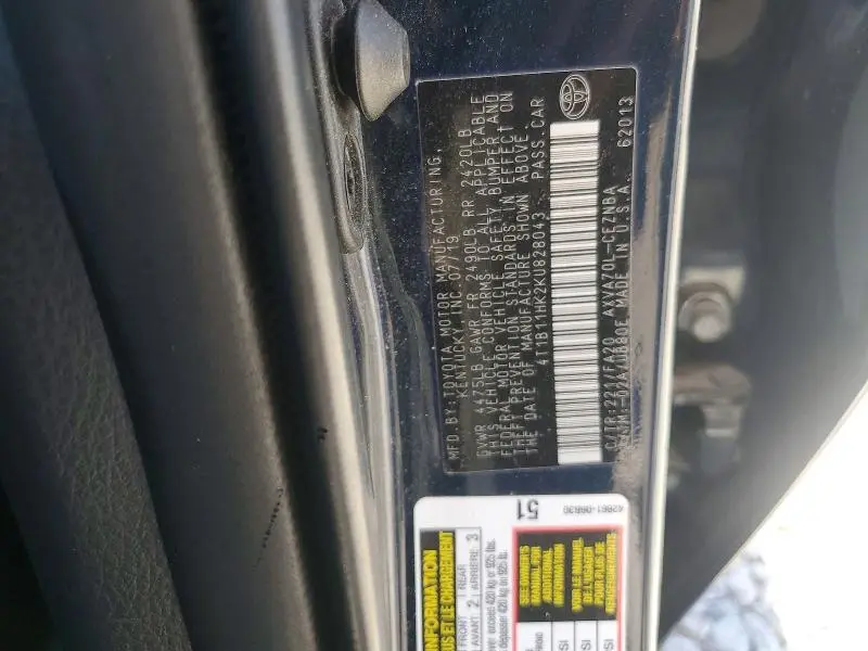 2019 TOYOTA CAMRY LE  