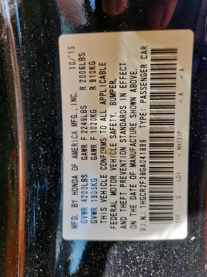 2016 HONDA ACCORD LX  