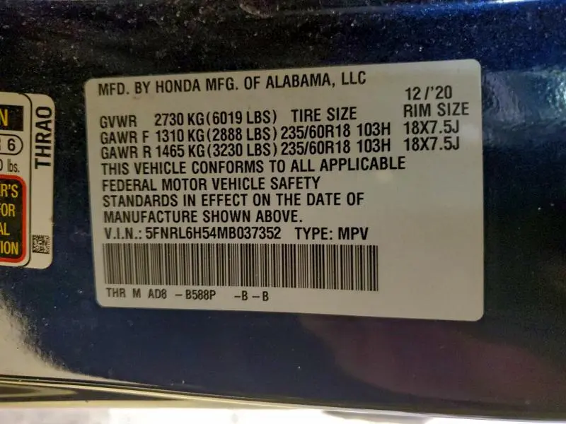 2021 HONDA ODYSSEY EX  