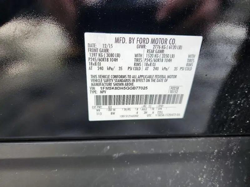 2016 FORD EXPLORER XLT  