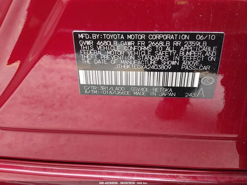2010 LEXUS ES 350  