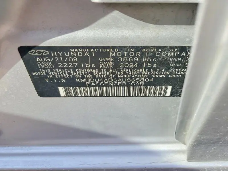 2010 HYUNDAI ELANTRA BLUE  